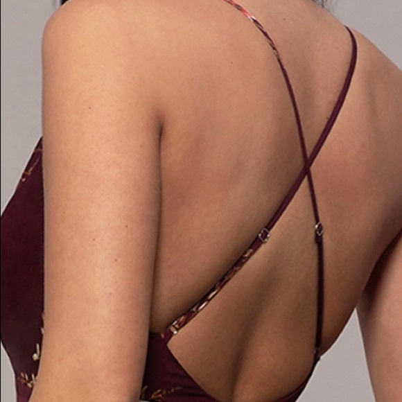 Plunging-V-Neck Floral-Print Prom Dress by Simply - Picture 3 of 3